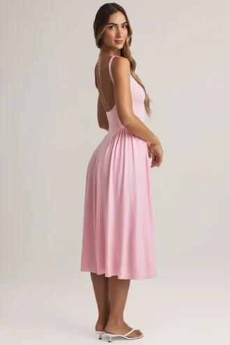 Vestito midi A-line in modal Aireen in rosa pastello