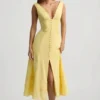 Vestito midi A-line in popeline di cotone Aralisse in giallo pastello Vestito midi A-line in popeline di cotone Aralisse in giallo pastello