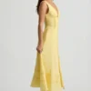 Vestito midi A-line in popeline di cotone Aralisse in giallo pastello Vestito midi A-line in popeline di cotone Aralisse in giallo pastello