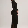 Vestito midi a maniche lunghe Ori Modal Peekaboo in nero Vestito midi a maniche lunghe Ori Modal Peekaboo in nero