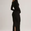 Vestito midi a maniche lunghe Ori Modal Peekaboo in nero Vestito midi a maniche lunghe Ori Modal Peekaboo in nero