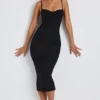Vestito midi a strati con ruches in modal Nora, nero Vestito midi a strati con ruches in modal Nora, nero