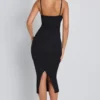 Vestito midi a strati con ruches in modal Nora, nero Vestito midi a strati con ruches in modal Nora, nero