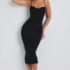 Vestito midi a strati con ruches in modal Nora, nero Vestito midi a strati con ruches in modal Nora, nero