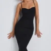 Vestito midi a strati con ruches in modal Nora, nero Vestito midi a strati con ruches in modal Nora, nero