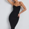 Vestito midi a strati con ruches in modal Nora, nero Vestito midi a strati con ruches in modal Nora, nero