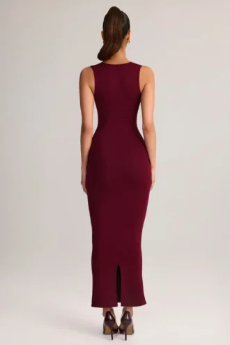 Vestito midi aderente con scollo quadrato in modal Ainslee color vino
