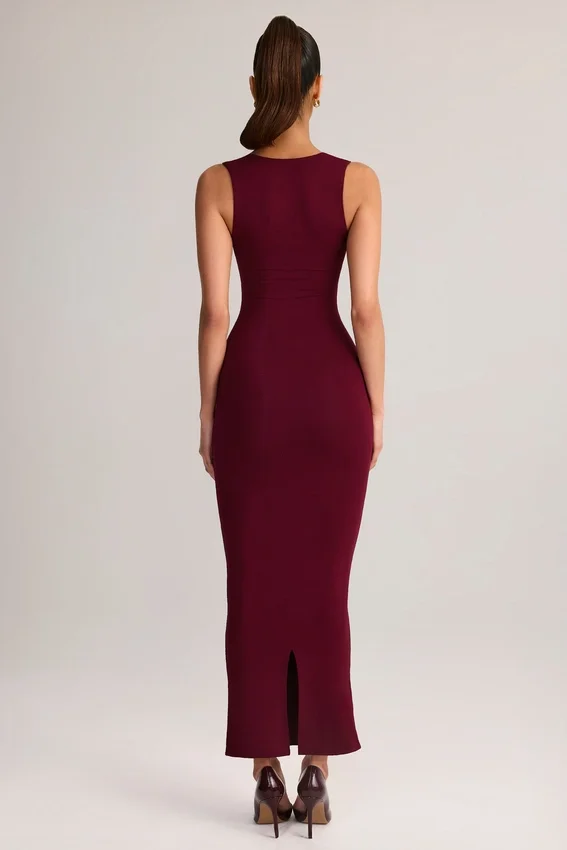 Vestito midi aderente con scollo quadrato in modal Ainslee color vino Vestito midi aderente con scollo quadrato in modal Ainslee color vino