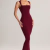 Vestito midi aderente con scollo quadrato in modal Ainslee color vino Vestito midi aderente con scollo quadrato in modal Ainslee color vino