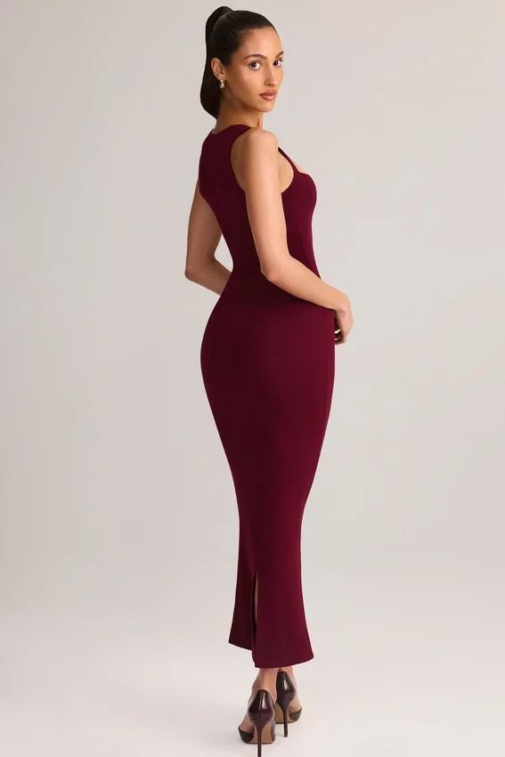 Vestito midi aderente con scollo quadrato in modal Ainslee color vino Vestito midi aderente con scollo quadrato in modal Ainslee color vino