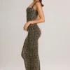 Vestito midi aderente con scollo quadrato in modal Ainslee con stampa leopardata Vestito midi aderente con scollo quadrato in modal Ainslee con stampa leopardata