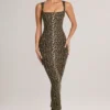 Vestito midi aderente con scollo quadrato in modal Ainslee con stampa leopardata Vestito midi aderente con scollo quadrato in modal Ainslee con stampa leopardata
