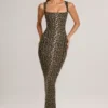 Vestito midi aderente con scollo quadrato in modal Ainslee con stampa leopardata Vestito midi aderente con scollo quadrato in modal Ainslee con stampa leopardata