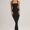 Vestito midi aderente con scollo quadrato in modal Ainslee, nero Vestito midi aderente con scollo quadrato in modal Ainslee, nero
