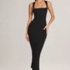Vestito midi aderente con scollo quadrato in modal Ainslee, nero Vestito midi aderente con scollo quadrato in modal Ainslee, nero