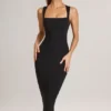 Vestito midi aderente con scollo quadrato in modal Ainslee, nero Vestito midi aderente con scollo quadrato in modal Ainslee, nero