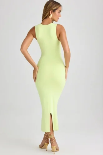 Vestito midi aderente con scollo quadrato in modal Ainslee, verde matcha