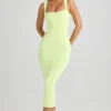 Vestito midi aderente con scollo quadrato in modal Ainslee, verde matcha Vestito midi aderente con scollo quadrato in modal Ainslee, verde matcha