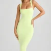 Vestito midi aderente con scollo quadrato in modal Ainslee, verde matcha Vestito midi aderente con scollo quadrato in modal Ainslee, verde matcha