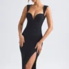 Vestito midi Aiko con scollo a cuore in nero Vestito midi Aiko con scollo a cuore in nero