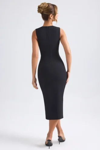 Vestito midi Aiko con scollo a cuore in nero