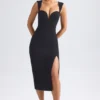 Vestito midi Aiko con scollo a cuore in nero Vestito midi Aiko con scollo a cuore in nero