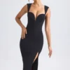 Vestito midi Aiko con scollo a cuore in nero Vestito midi Aiko con scollo a cuore in nero