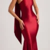Vestito midi asimmetrico con dettaglio a sciarpa Shaya in rosso vero Vestito midi asimmetrico con dettaglio a sciarpa Shaya in rosso vero