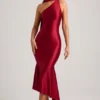 Vestito midi asimmetrico con dettaglio a sciarpa Shaya in rosso vero Vestito midi asimmetrico con dettaglio a sciarpa Shaya in rosso vero