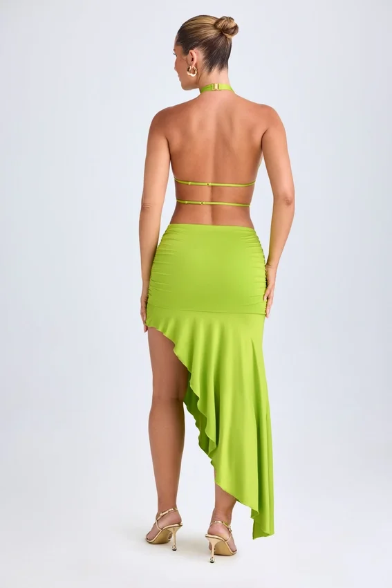 Vestito midi asimmetrico con scollo all’americana e cut-out Manami in verde lime Vestito midi asimmetrico con scollo all’americana e cut-out Manami in verde lime