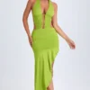 Vestito midi asimmetrico con scollo all’americana e cut-out Manami in verde lime Vestito midi asimmetrico con scollo all’americana e cut-out Manami in verde lime