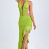 Vestito midi asimmetrico con scollo all’americana e cut-out Manami in verde lime Vestito midi asimmetrico con scollo all’americana e cut-out Manami in verde lime