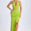 Vestito midi asimmetrico con scollo all’americana e cut-out Manami in verde lime Vestito midi asimmetrico con scollo all’americana e cut-out Manami in verde lime