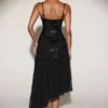 Vestito midi asimmetrico Zelina con scollo rotondo morbido e decorazioni, nero Vestito midi asimmetrico Zelina con scollo rotondo morbido e decorazioni, nero
