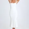 Vestito midi con bordi in pizzo Petula in bianco Vestito midi con bordi in pizzo Petula in bianco