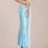 Vestito midi con dettagli a sciarpa Giada in acquamarina tenue Vestito midi con dettagli a sciarpa Giada in acquamarina tenue