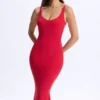 Vestito midi con scollo a V e schiena scoperta in TENCEL™ Modal, colore rosso ciliegia Vestito midi con scollo a V e schiena scoperta in TENCEL™ Modal, colore rosso ciliegia