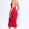 Vestito midi con scollo a V e schiena scoperta in TENCEL™ Modal, colore rosso ciliegia Vestito midi con scollo a V e schiena scoperta in TENCEL™ Modal, colore rosso ciliegia