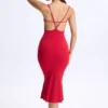 Vestito midi con scollo a V e schiena scoperta in TENCEL™ Modal, colore rosso ciliegia Vestito midi con scollo a V e schiena scoperta in TENCEL™ Modal, colore rosso ciliegia