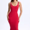 Vestito midi con scollo a V e schiena scoperta in TENCEL™ Modal, colore rosso ciliegia Vestito midi con scollo a V e schiena scoperta in TENCEL™ Modal, colore rosso ciliegia