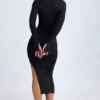 Vestito midi con scollo a V Yael in modal nero Vestito midi con scollo a V Yael in modal nero