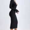 Vestito midi con scollo a V Yael in modal nero Vestito midi con scollo a V Yael in modal nero