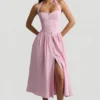 Vestito midi con scollo all’americana e bottoni Orlena in rosa tenue Vestito midi con scollo all’americana e bottoni Orlena in rosa tenue