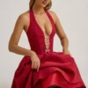 Vestito midi con scollo all’americana e fiocco Angelina in rosso vero Vestito midi con scollo all’americana e fiocco Angelina in rosso vero