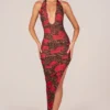 Vestito midi con scollo all’americana e orlo asimmetrico Storie con stampa leopardata rosa Vestito midi con scollo all’americana e orlo asimmetrico Storie con stampa leopardata rosa