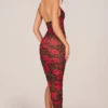 Vestito midi con scollo all’americana e orlo asimmetrico Storie con stampa leopardata rosa Vestito midi con scollo all’americana e orlo asimmetrico Storie con stampa leopardata rosa