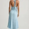 Vestito midi con scollo all’americana Elonia con stampa floreale blu Vestito midi con scollo all’americana Elonia con stampa floreale blu