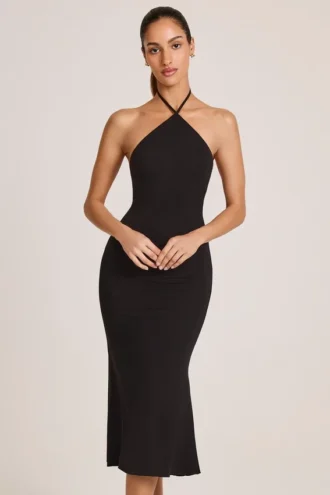 Vestito midi con scollo all’americana in modal Karissa, nero