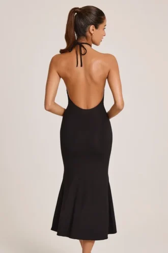 Vestito midi con scollo all’americana in modal Karissa, nero