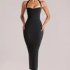 Vestito midi con scollo all’americana Landen in nero Vestito midi con scollo all’americana Landen in nero